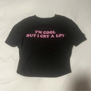 Black T-Shirt with Pink Text